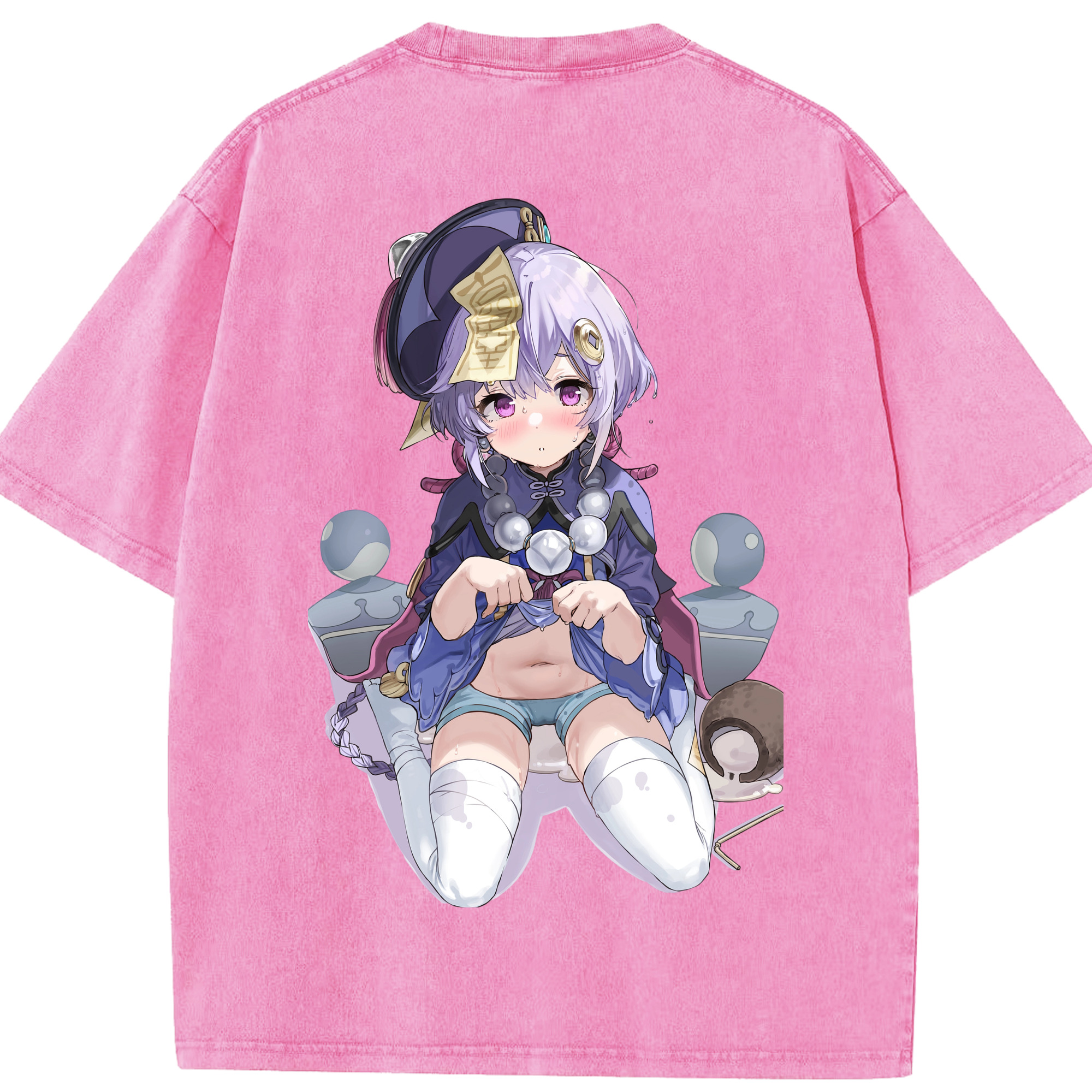 げんし神 七七 なな  genshin Nana 綿100% ヴィンテージ風 半袖Tシャツ（背面プリント）
